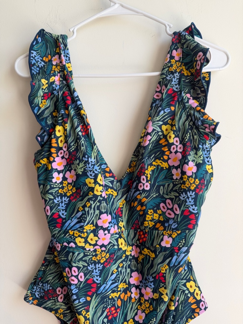 summersalt Floral Ruffle One-Piece Swimsuit in Dark Green Multi - Picture 3 of 6